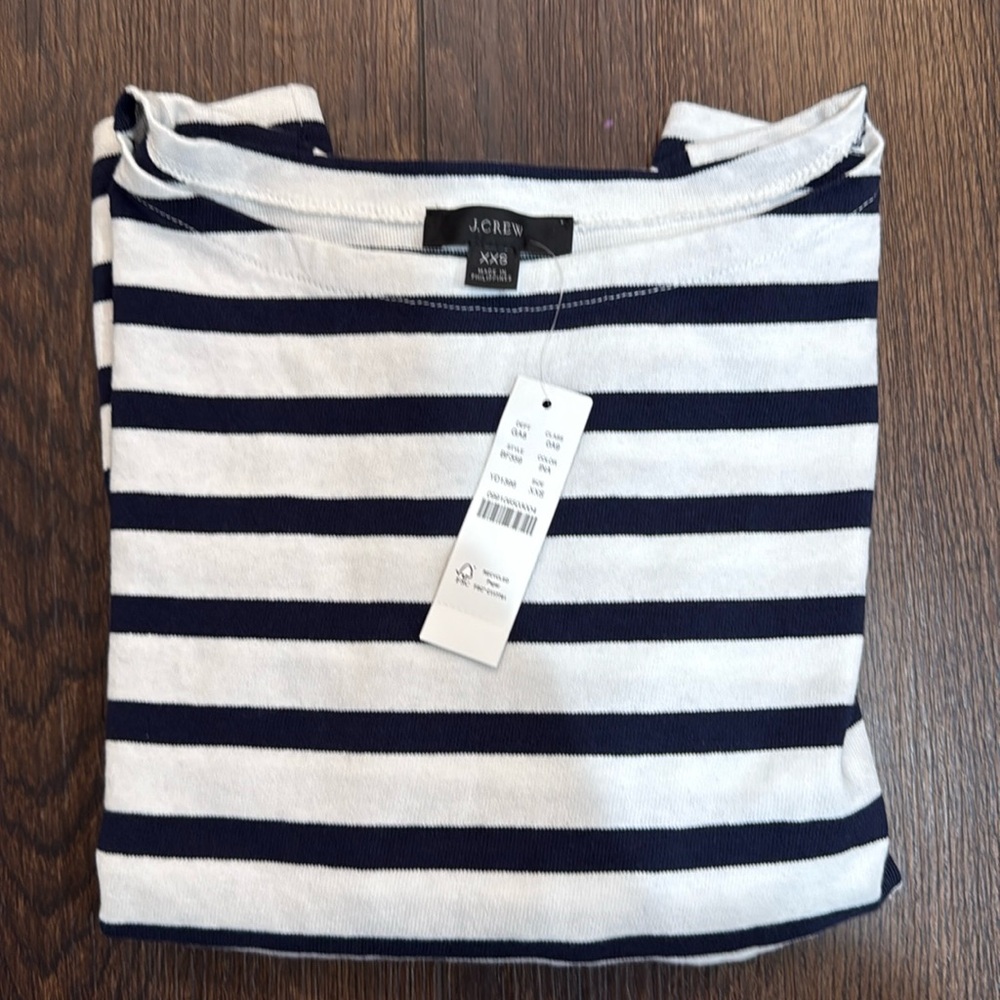 NWT J.Crew Boatneck Mariner Striped Tee Shirt, XXS